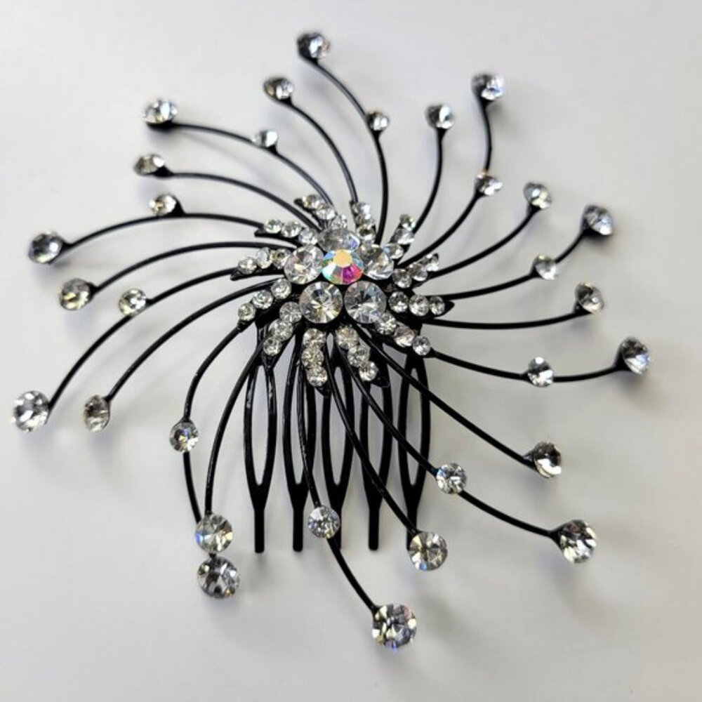 Bridal Hair Pins Black Crystal HairComb Hair Accessories Jewelry